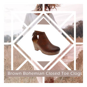 Brown Bohemian Closed Toe Clogs